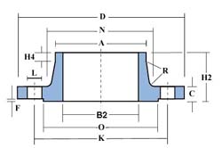 Drawing for 8.00" ASA 150LB RFWN 304/L