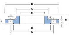 Drawing for 6.00" BS4504 PN6/5 BOSSED RFSO CARBON STEEL