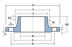 Drawing for 12.00" BS4504 PN16/2 RFWN CARBON STEEL